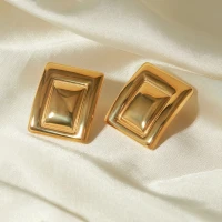 18K Gold Plated Minimalist Statement Stainless Steel Rectangular Matching Color Earrings Creative Exclusive Personalized Jewelry - AliExpress