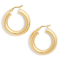 Womens Argento Vivo Mini Tube Hoop Earrings