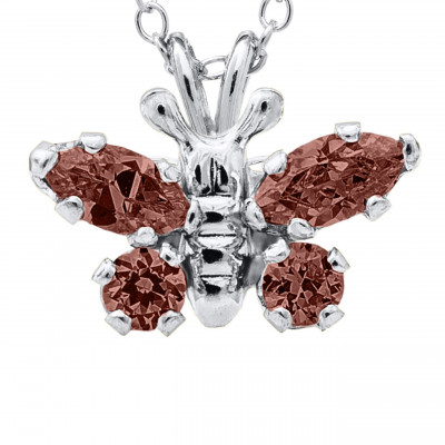 Infant Girls Mignonette Butterfly Birthstone Sterling Silver Pendant Necklace
