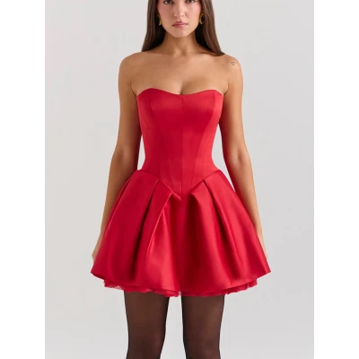 SALOME Holly Red Satin Mini Bow Dress | Nordstrom