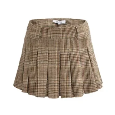 High Rise Plaid Mini A-Line Pleated Skirt