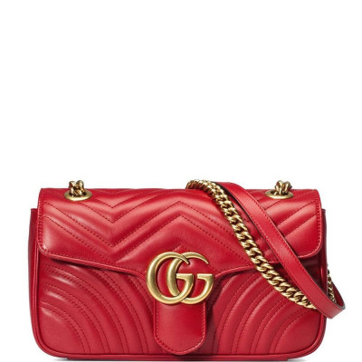 Gucci GG Marmont small leather matelass shoulder bag - Red