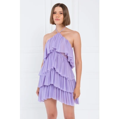 Tiered-Ruffle New Lilac Mini Dress