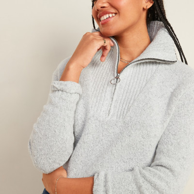 Mock-Neck 1/4-Zip Sweater for Women