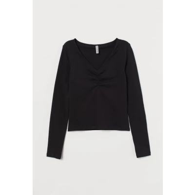 H & M - V-neck Top - Black