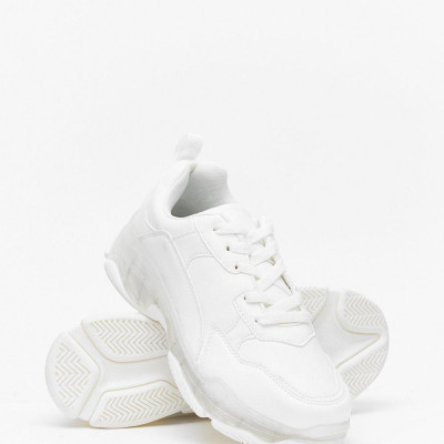 Faux Leather Bubble Sneakers With Padded Ankle