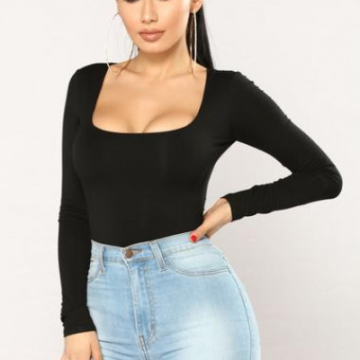 Anything But Square Long Sleeve Bodysuit - Black