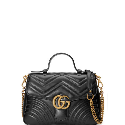 GG Marmont Small Chevron Quilted Top-Handle Bag with Chain Strap