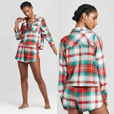 Women's Plaid Flannel Notch Collar Pajama Set - Colsie