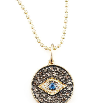 Small Diamond Evil Eye Medallion Necklace