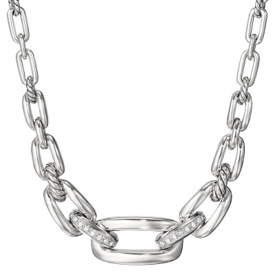 Wellesley Sterling Silver Chain Choker Necklace with Diamonds