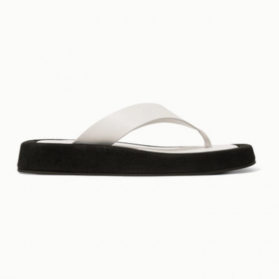 The Row - Ginza Two-tone Leather And Suede Platform Flip Flops - White