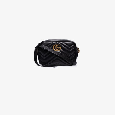 Gucci Womens Black Gg Marmont Mini Leather Bag