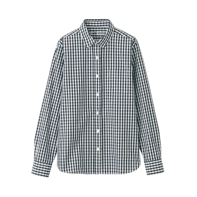 Women&#39;s Washed Broad Organic Cotton ShirtBlack Check /