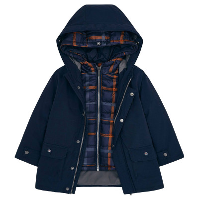 Boys 3-in-1 Reversible Coat w/ Removable Plaid Jacket