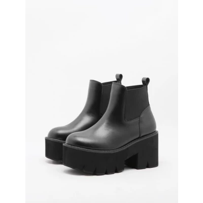 Minimalist Platform Chunky Heeled Chelsea Boots