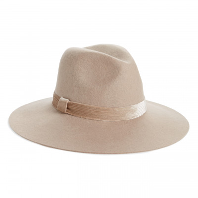 Womens Rachel Parcell Velvet Trim Felted Wool Panama Hat - Brown (Nordstrom Exclusive)