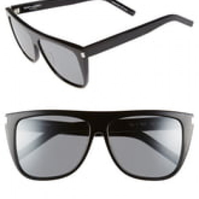 Womens Saint Laurent Sl1 59mm Flat Top Sunglasses - Black/ Silver