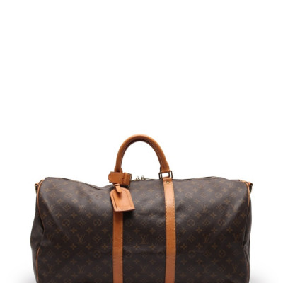Louis Vuitton Keepall Band Villiers 55 Monogram Boston Bag Shoulder Bag Pvc Leather Brown