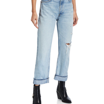 90s Loose Straight-Leg Jeans with Cuff