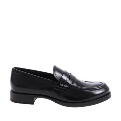 Prada Black Loafer With Printed Logo