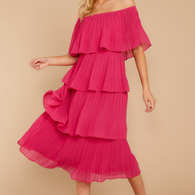 See It Happen Fuchsia Pink Midi Dress