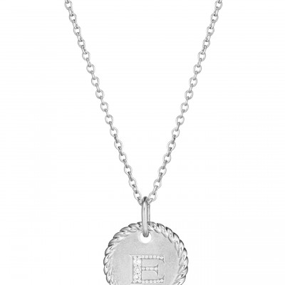 Womens David Yurman Initial Charm Necklace With Diamonds In 18K White Gold