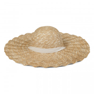 Womens Lack Of Color Scalloped Dolce Straw Hat - Beige