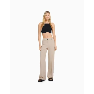 Pantalon wide leg passants