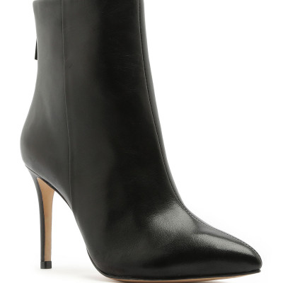 Michela Point-Toe Leather Ankle Boots
