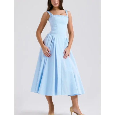 DOROTHY Italian Azure Cotton Midi Sundress | Nordstrom