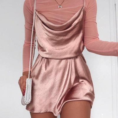 Paiva Slip Dress in Satin Dusty Rose by Motel