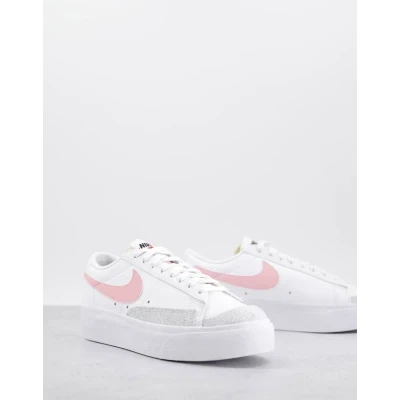 Nike Blazer Low Platform sneakers in white/pink glaze