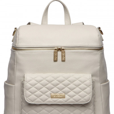 Infant Girls Luli Bebe Monaco Faux Leather Diaper Backpack - White