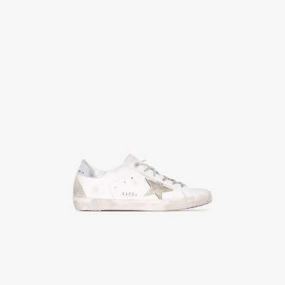 Golden Goose white and silver Superstar leather sneakers