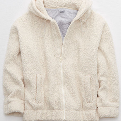 Aerie Cloud Sherpa Oversized Jacket Womens Cake Batter