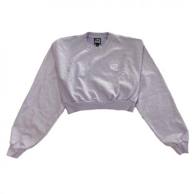 Embroidered Wavy Cropped Sweatshirt - Lilac