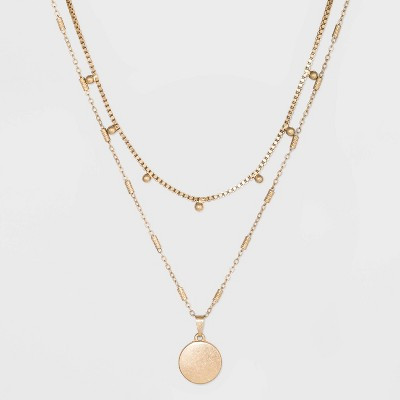 Ball & Medallion In Worn Gold Layer Necklace - Universal ThreadÃ¢â€žÂ¢ Gold