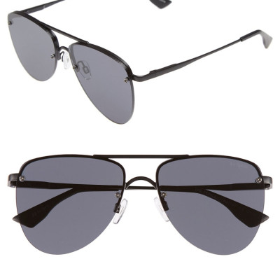 Womens Le Specs The Prince 57mm Aviator Sunglasses - Black