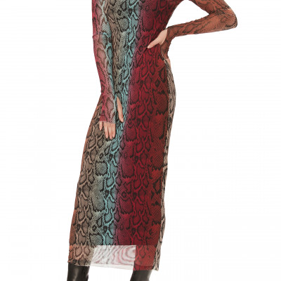 Womens Afrm Shailene Long Sleeve Print Mesh Dress