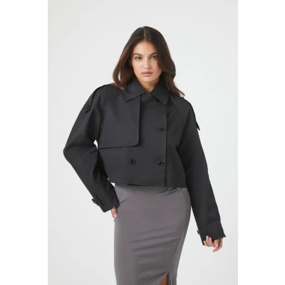 Double-Breasted Cropped Trench Coat