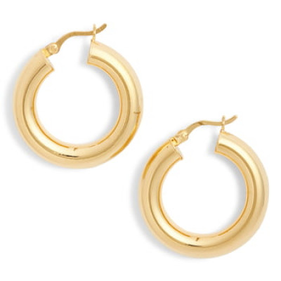 Womens Argento Vivo Mini Tube Hoop Earrings