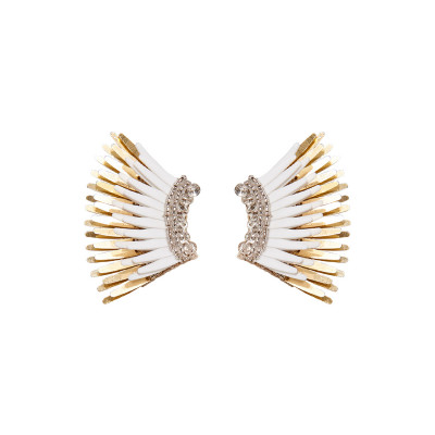 Mini Madeline Statement Earrings, White/Golden
