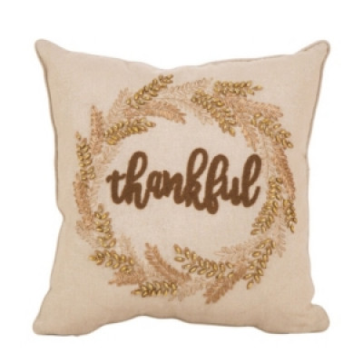 Glitzhome Embroidered Thanksgiving Throw Pillow