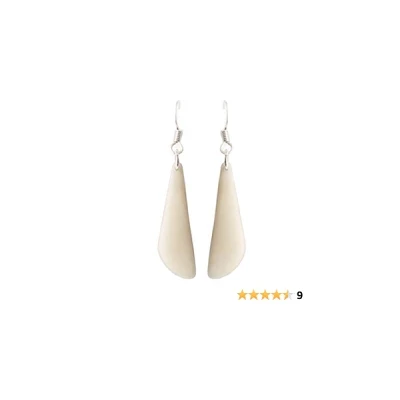 Tagua Nut Earrings Slivers Handmade Fair Trade, Lightweight by Florama Natural Jewelry (Ivory White)
