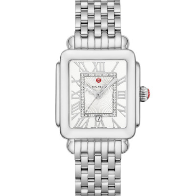 Deco Madison Mid Diamond-Dial Watch, Silver/White