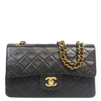 Chanel Black Lambskin Leather Classic Small Double Flap Bag