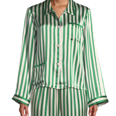 Ruthie Striped Classic Silk Pajama Top